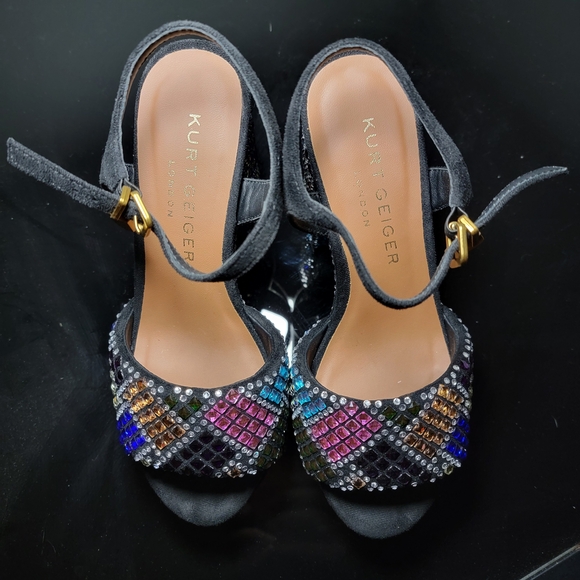 Kurt Geiger Brixton Women's Black Multi-Color Platform Heels Size 6 - Picture 9 of 12